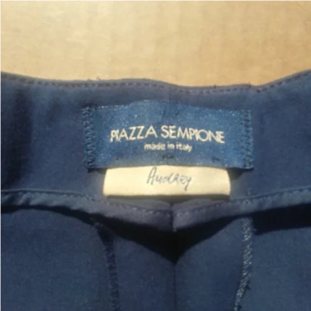 NEW Piazza Sempione navy Audrey cotton cropped pants capris 44 IT - Picture 5 of 12
